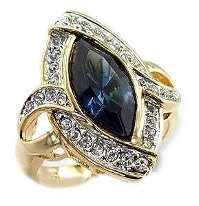 **WOW**Stunning Sapphire Swarovski Cocktail Ring**Size 7